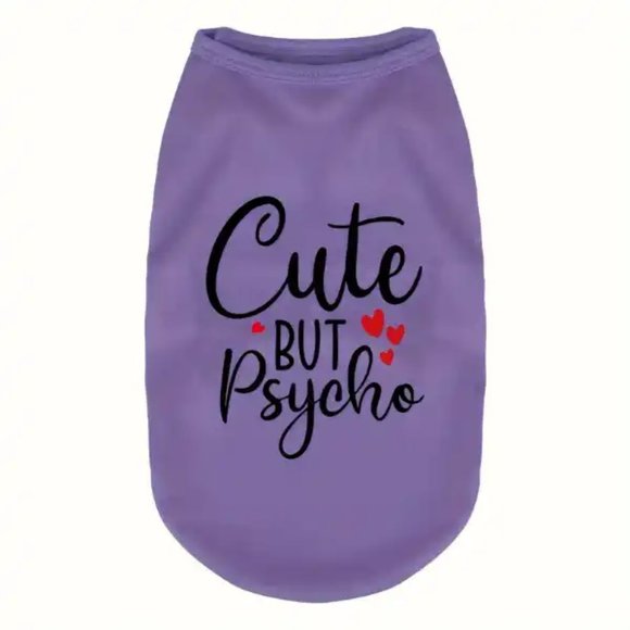 “Cute But Psycho" Pet T-shirt - Purple - NWT - Various Sizes - Picture 1 of 8